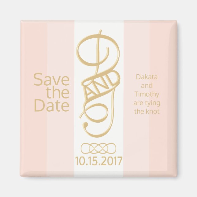 Imã salve a data de Blush Dourada rosa (Frente)