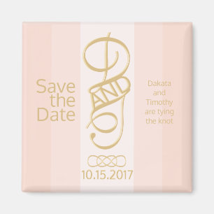 Imã salve a data de Blush Dourada rosa