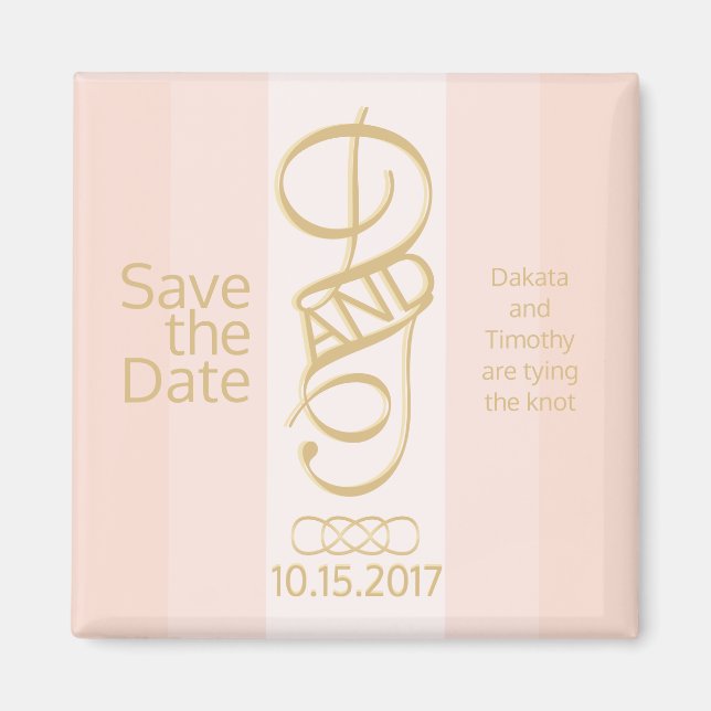 Imã salve a data de Blush Dourada rosa (Frente)