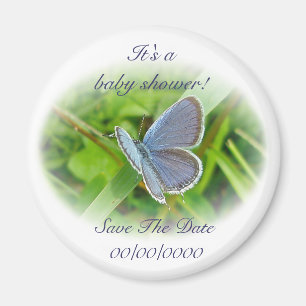 Imã salve a data de Borboleta Azul Chá de fralda