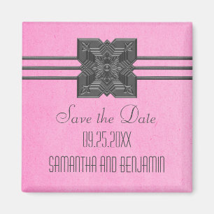 Imã salve a data de Borda Rosa Medallion