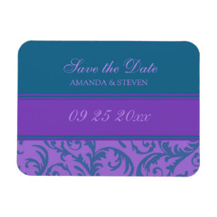 Ímã Salve a Data de Casamento com Teal de Magnet