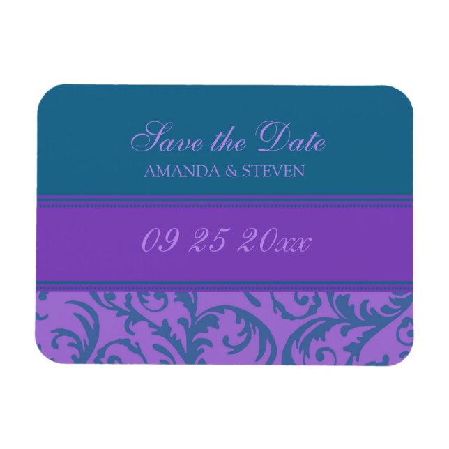 Ímã Salve a Data de Casamento com Teal de Magnet (Horizontal)