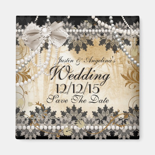 Imã Salve A Data De Casamento Da Creme Negra (Frente)