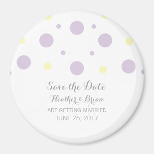 Imã salve a data de Confetti Amarelo Roxo