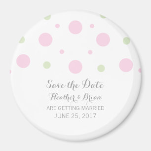 Imã salve a data de Confetti Verde Rosa