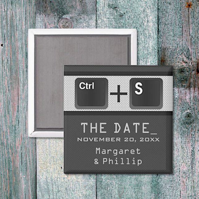 Imã salve a data de controle da chave do computado (Gray Computer Key Control Save the Date Magnet)