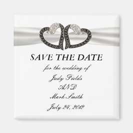 Imã salve a data de Corações Diamantes Pretos e Br