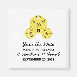 Imã salve a data de Dice D20 Amarelo