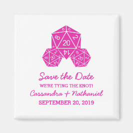 Imã salve a data de Dice D20 Rosa