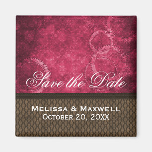 Imã salve a data de engrenagens metálicas, rosa