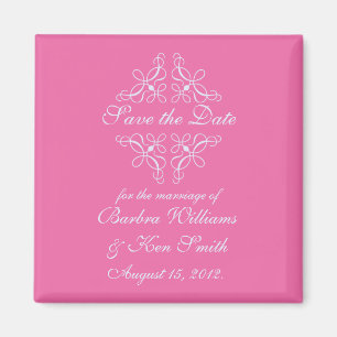 Imã salve a data de espirais no cor-de-rosa-doce