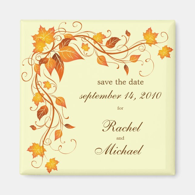 Imã salve a data de Folhagem de outono (Frente)