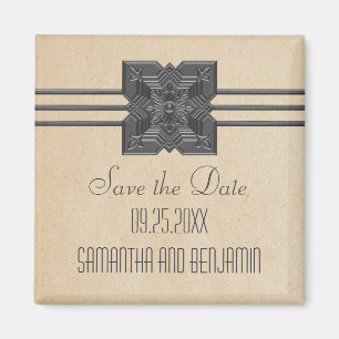 Imã salve a data de Fronteira Beige Medallion