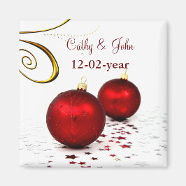 imã salve a data de ornamento vermelho