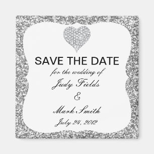 Imã salve a data de prata do coração do diamant