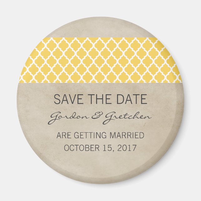 Imã salve a data de Quatrefoil Russo Amarelo (Frente)