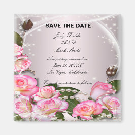 Imã salve a data De Rosas E Pérolas Rosa Elegantes