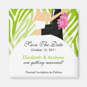 Imã salve a data de Zebra Bride Groom