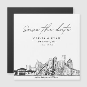 Imã salve a data Detroit de Script Moderno Elegant