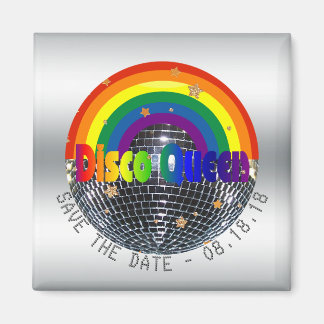 Imã Salve a data Disco Rainha Retro Rainbow Party
