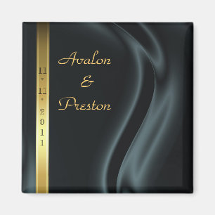 Imã salve a data Dourado de seda preta do marquê