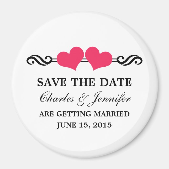 Imã salve a data Elegante, Rosa (Frente)