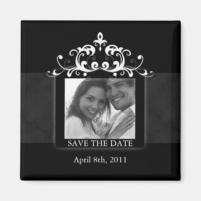 Imã salve a data embelezamento preto branco 2 (Frente)