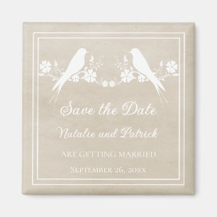 Imã salve a data Floral Beige Lovebird