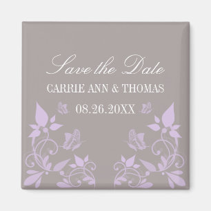 Imã salve a data Floral da Borboleta, Lilac