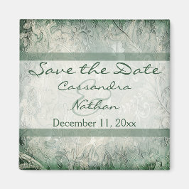 Imã salve a data Floral Verde e de Marfim