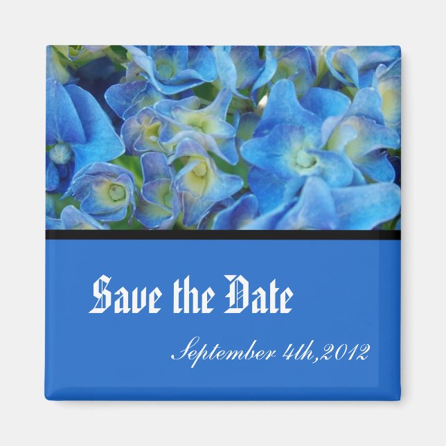 Imã salve a data, flores de hortênsia azul (Frente)
