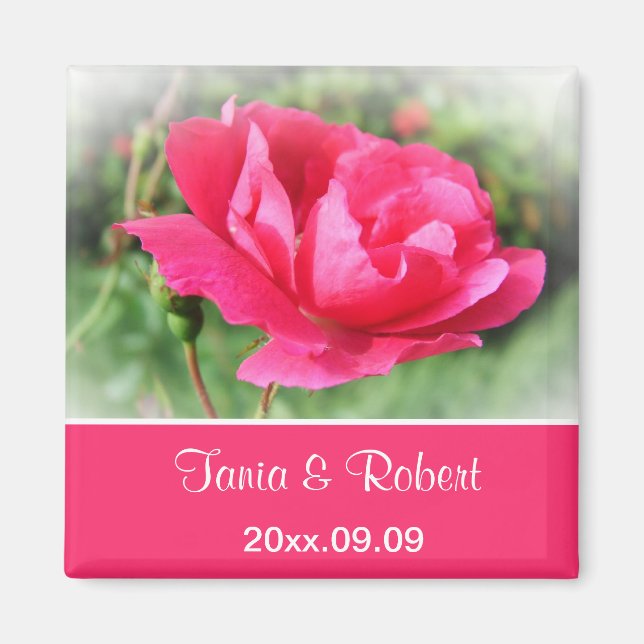 Imã salve a data, flores rosa-rosa silvestres. (Frente)