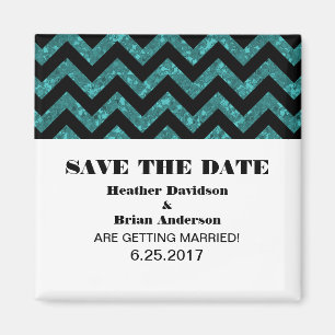 Imã salve a data Glitter Chevron, Teal