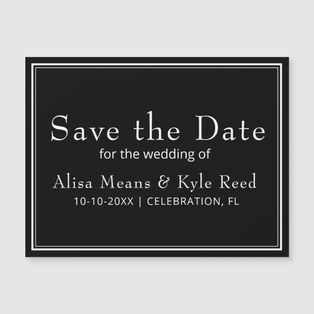 Imã salve a data Negra Minimalista (Frente)