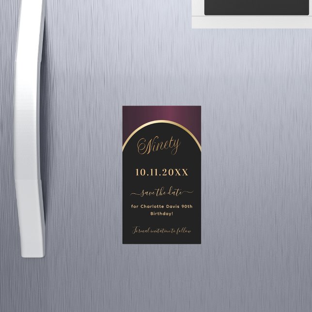 Imã salve a data preto de burguns 90 aniversário (Criador carregado)