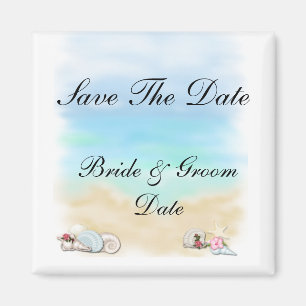 Imã Salve a data que o Seashells Beach Wedding Magnets