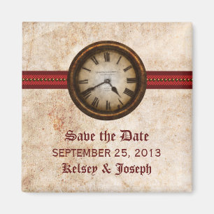 Imã salve a data Red Antique Clock