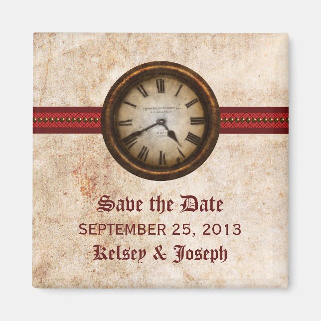 Imã salve a data Red Antique Clock (Frente)