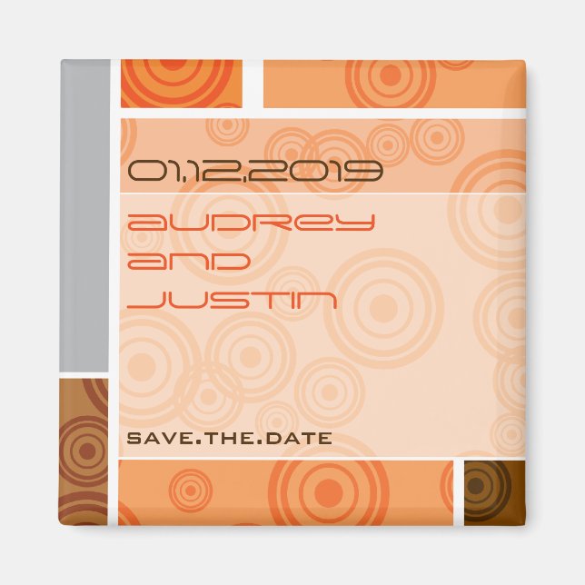 Imã salve a data retro da laranja dos blocos dos (Frente)