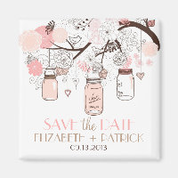 Imã salve a data Rosa Mason Jars & Love Birds