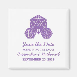 Imã salve a data Roxa D20 Dice