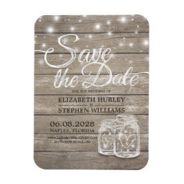 Ímã Salve A Data Rústica Da Madeira Mason Jar String L