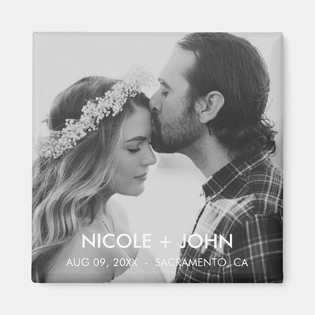 Imã salve a data Simples Preta e Branca (Frente)