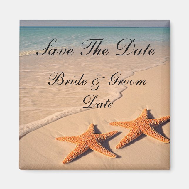Imã Salve a data Starfish Beach Wedding Magnets (Frente)