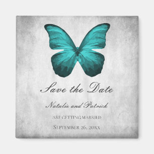 Imã salve a data Teal Butterfly