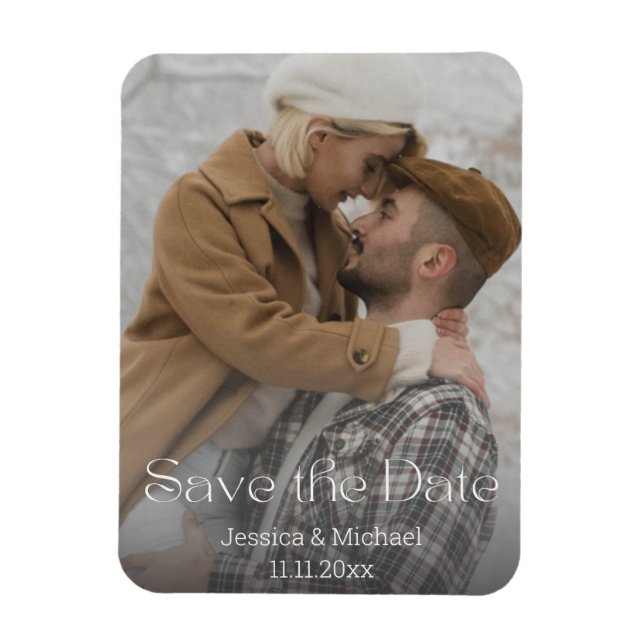 Ímã salve a data, tipografia elegante foto casamento (Vertical)