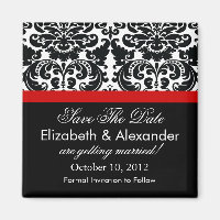 Imã salve a data Vermelha Damask