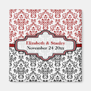 Imã salve a data vermelha preta do casamento tema