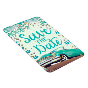 Ímã Salve A Data Vintage Carro Clássico Vintage.